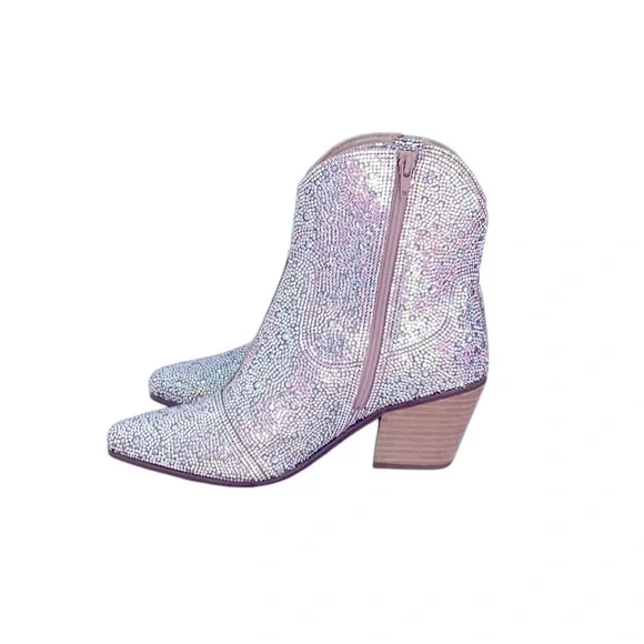 Women's New Sparkling Rhinestone Shayne Western style ankle boot WOMENS size 8.5 - Picture 9 of 13